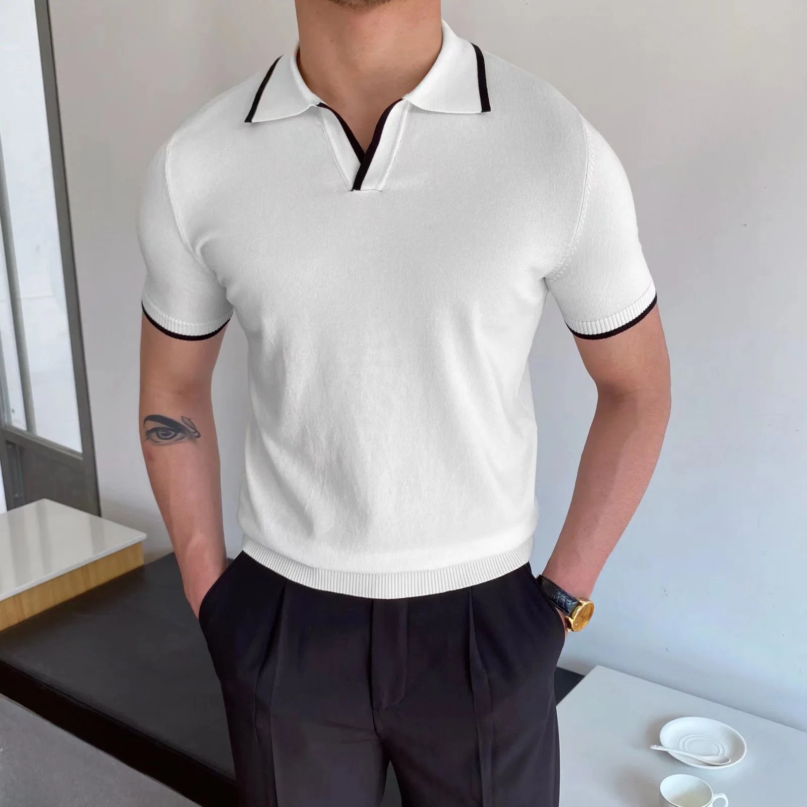 2022 Lapel Men's Knit Business Breathable Comfortable Polo Shirts