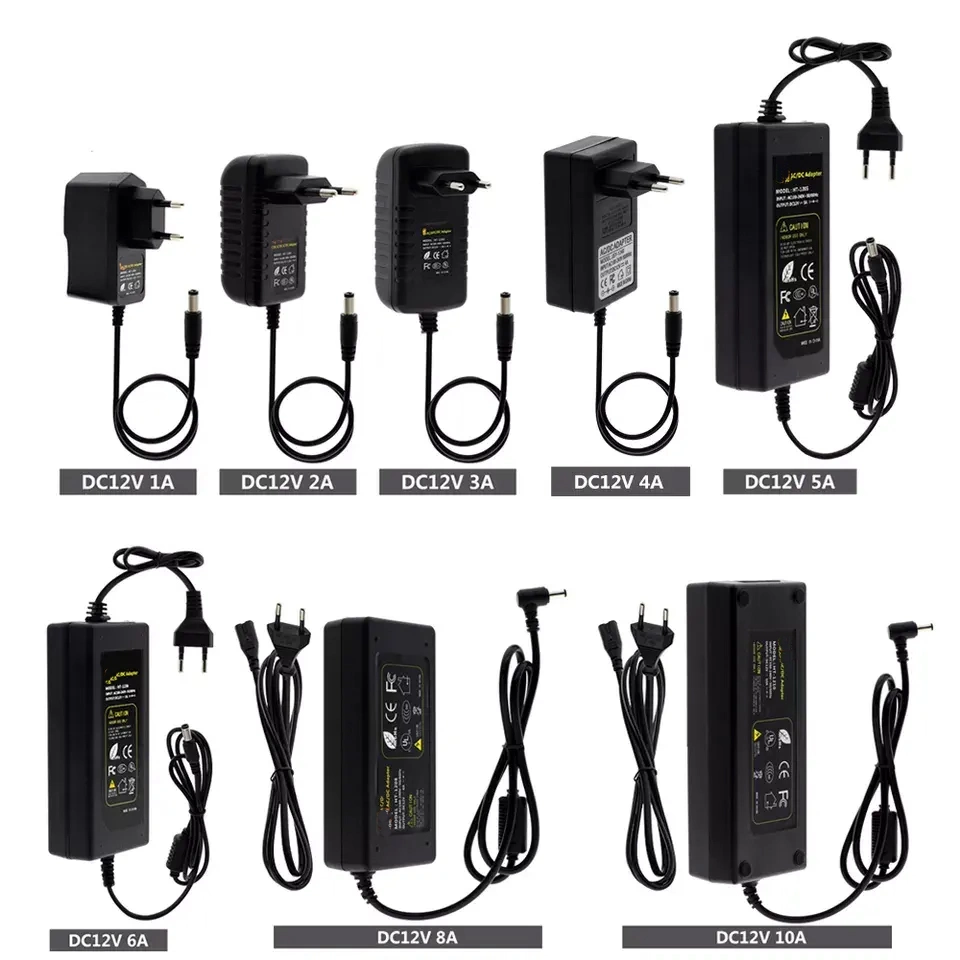 DC12V Adapter AC100-240V Lighting Transformers Output DC12V 1A 2A 3A 5A 6A 8A 10A EU / Us Plug Power Supply for LED Strip