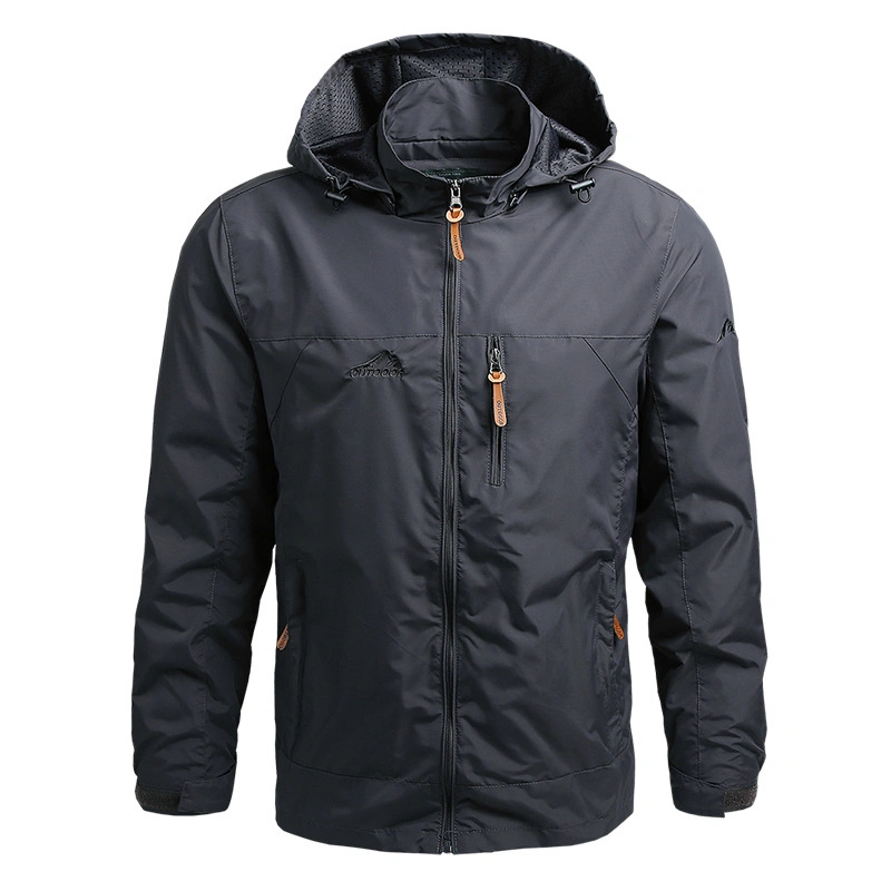 Spring and Autumn Waterproof Jacket-Logo Embroidery Outdoor Sportswear for Male