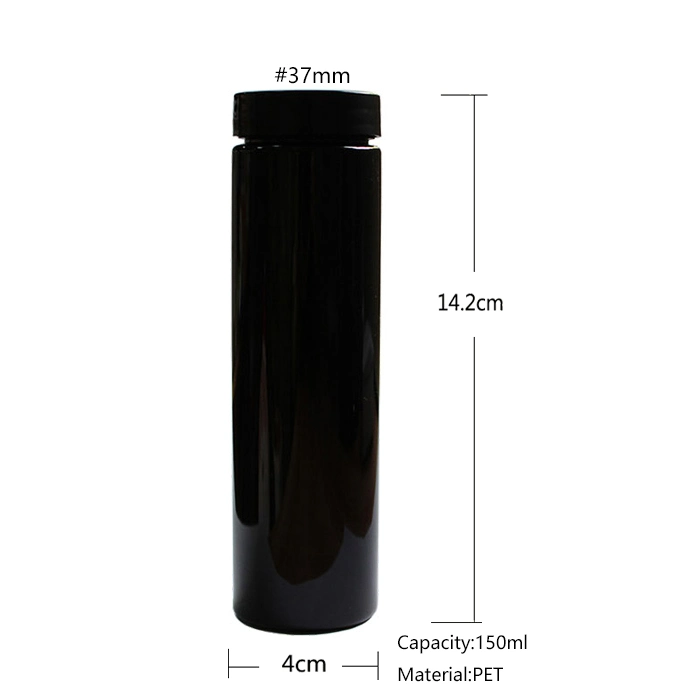 Wholesale/Supplier Black Pill Cylinder Vitamin 5oz 150ml Pet Medicine Plastic Bottle with 37/400 Cap