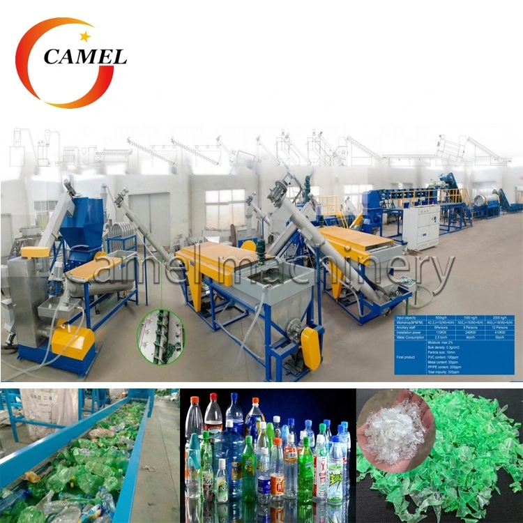 Camel Complete Chain of Recycling Waste Plastic Pet Bottles Crushing and Washing Machines