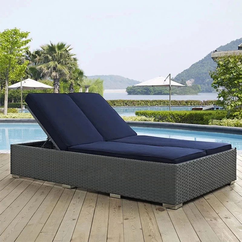 Outdoor Double Courtyard Leisure Folding Rattan Weaving Twin Bed