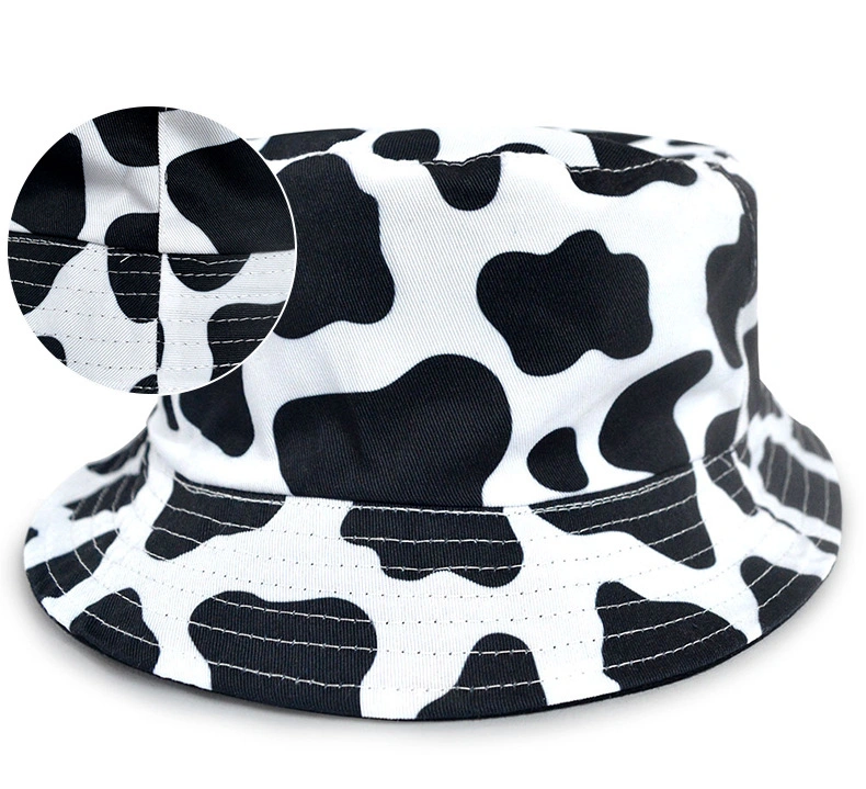 Fashion New Style Cows Printing Cotton Bucket Hat Reversible Fisherman Hat Sports Hat