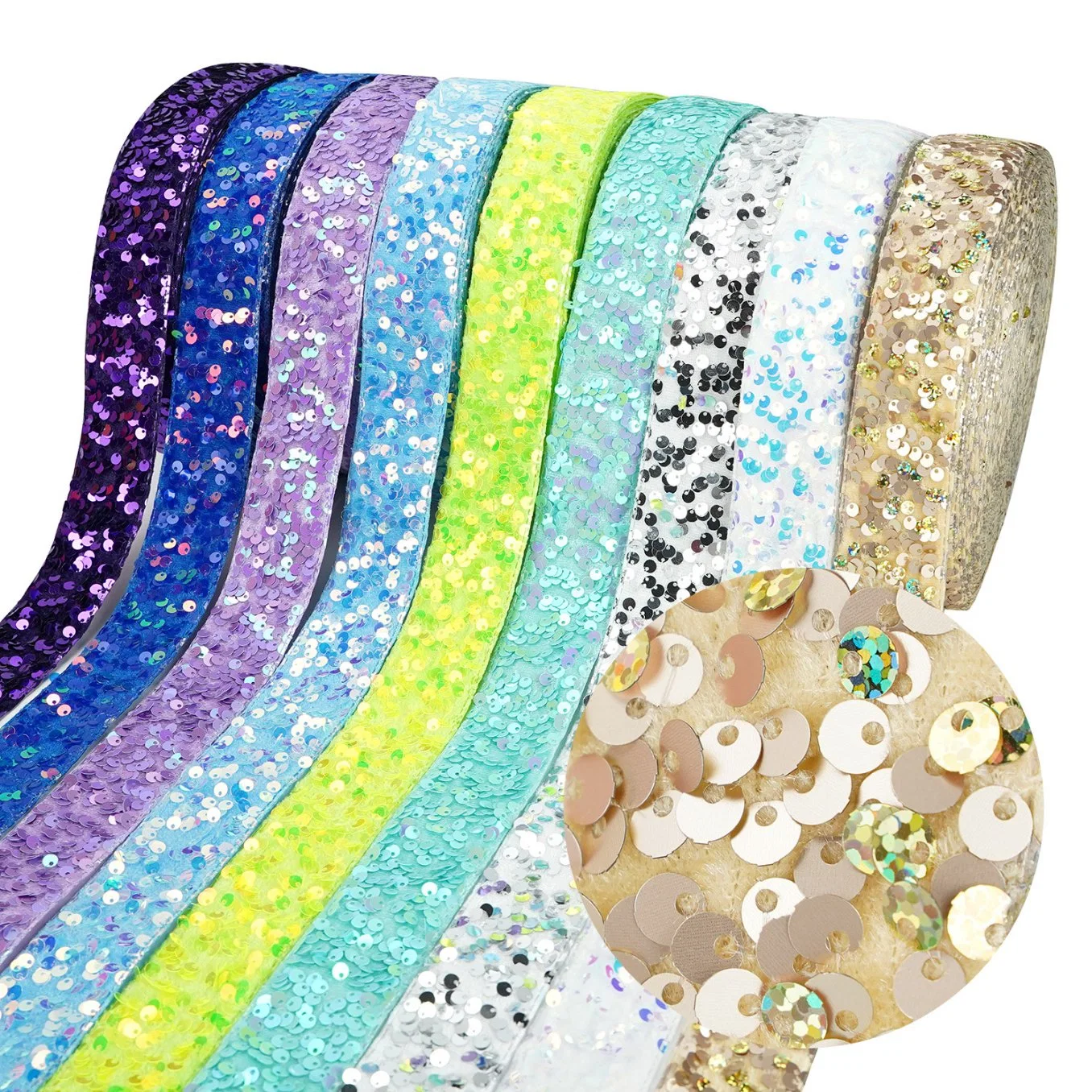 Manufacturer Spot 38mm Flip Ribbon, Gold Sequin Lace Ribbon Color Lace DIY Soft Decorative Lace Accessories