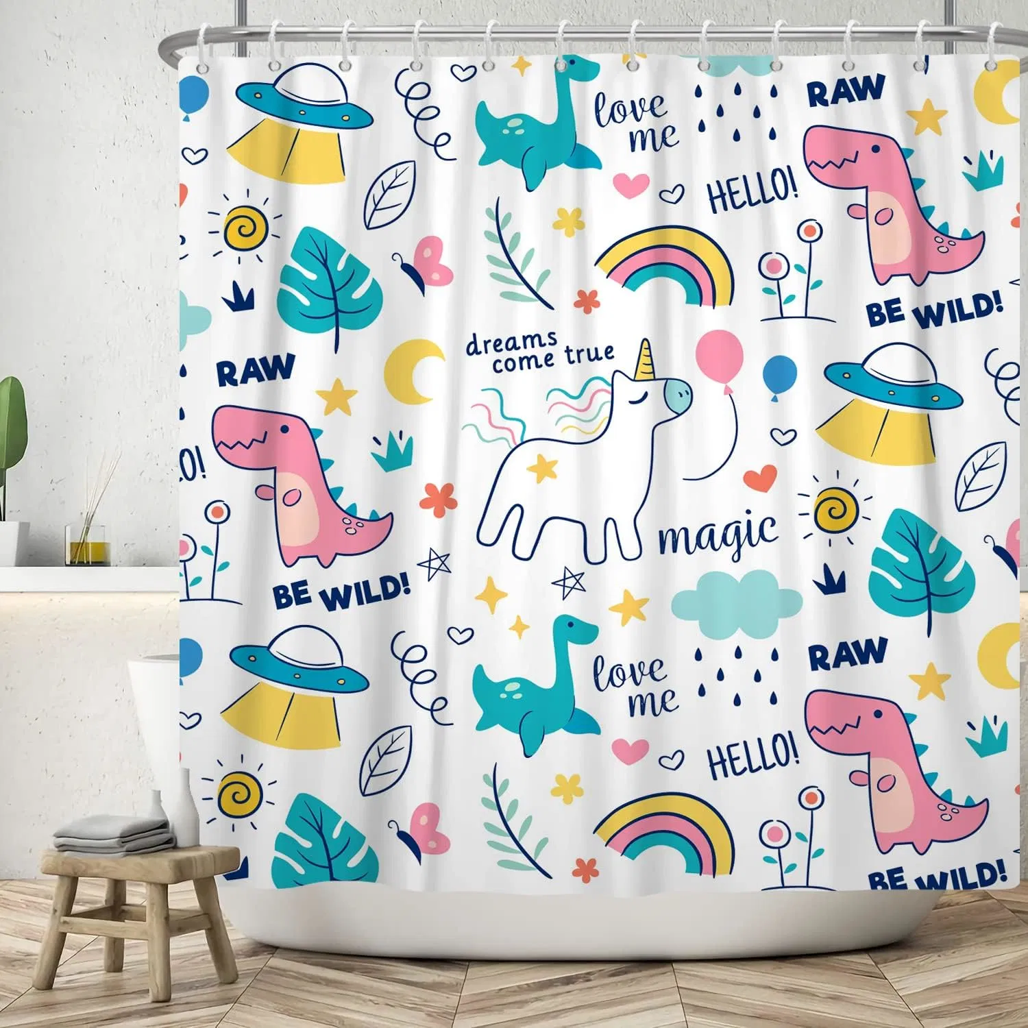 Cartoon Animal Flower Shower Curtain