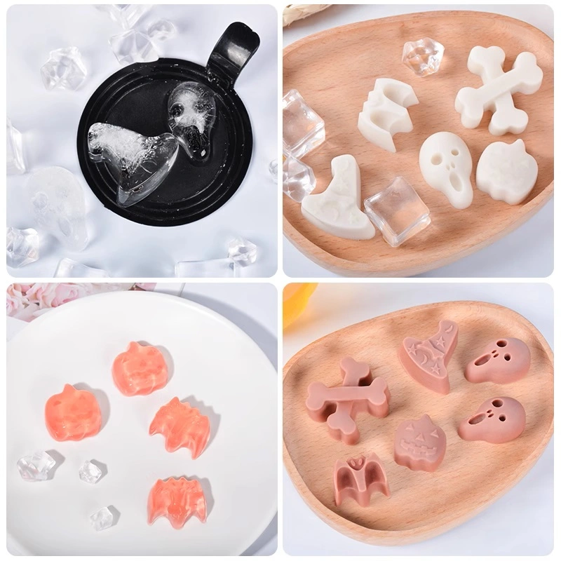 Molde de Silicone para Chocolate de Halloween Abóbora Caveira Morcego Cubo de Gelo Pudim de Leite Condensado Molde para Fazer Doces e Assar