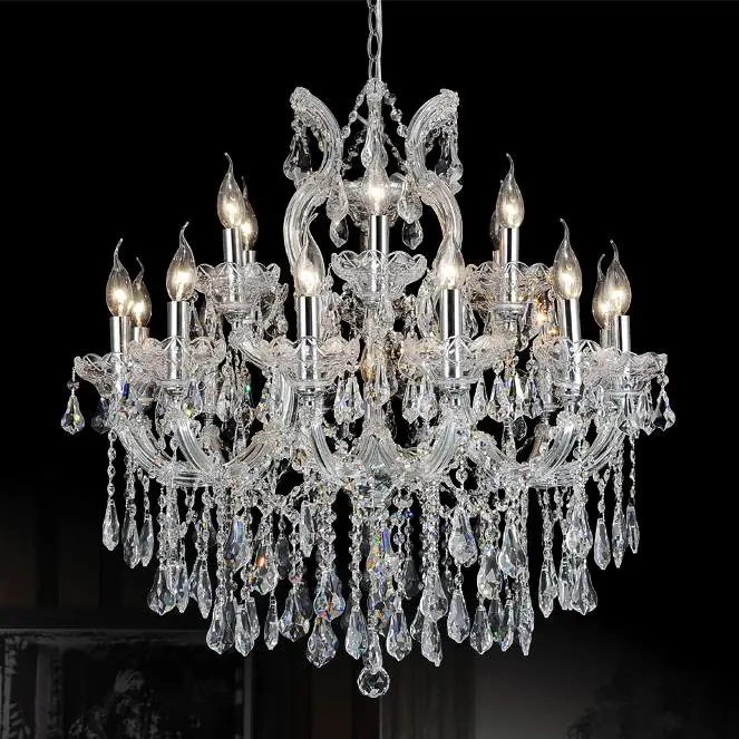 Classic Maria Theresa Candle Light Chrome Chandelier Pendant Lamp for Home Wedding Restaurant Decoration