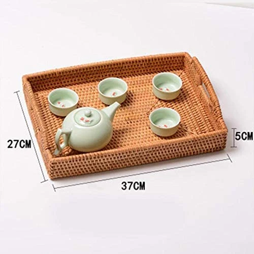 Serving Tray Wood Serving Tray Rattan Woven Storage