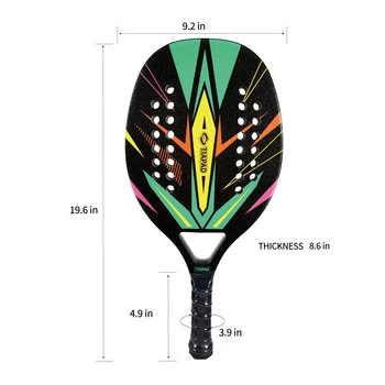 Fábrica Cheap Wholesale OEM Professional 3K 12K 18K Full Carbon Fibra de vidrio Soft EVA Racket Beach Tenis Racket 22mm 320g Primaria Profesional intermedio Racke