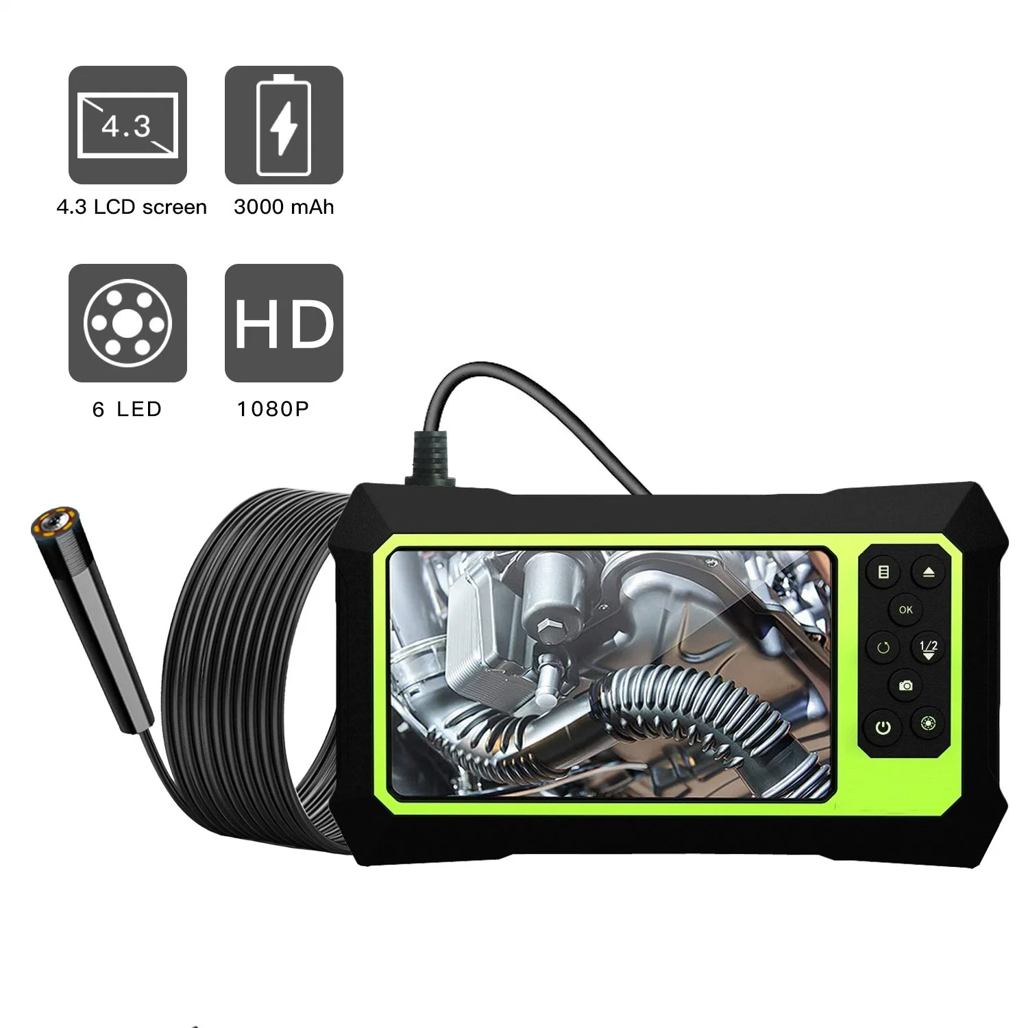 Handheld Industrial Car Endoscope 4.3inch LCD Screen Portable 8mm 8LED Endoscope Inspection Camera