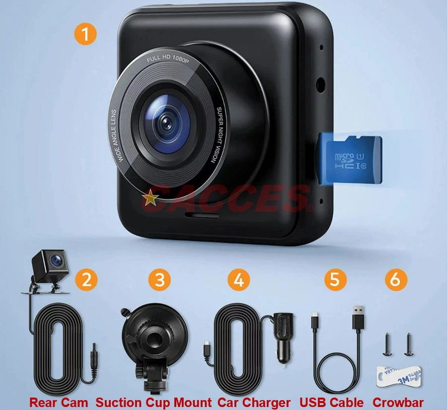 Dual Car DVR Cam Front and Rear W/ Night Vision 1080P FHD Mini in Car Camera 170 Wide Angle Driving Recorder W/ G-Sensor, Parking Monitor, Loop Recording 4G Len