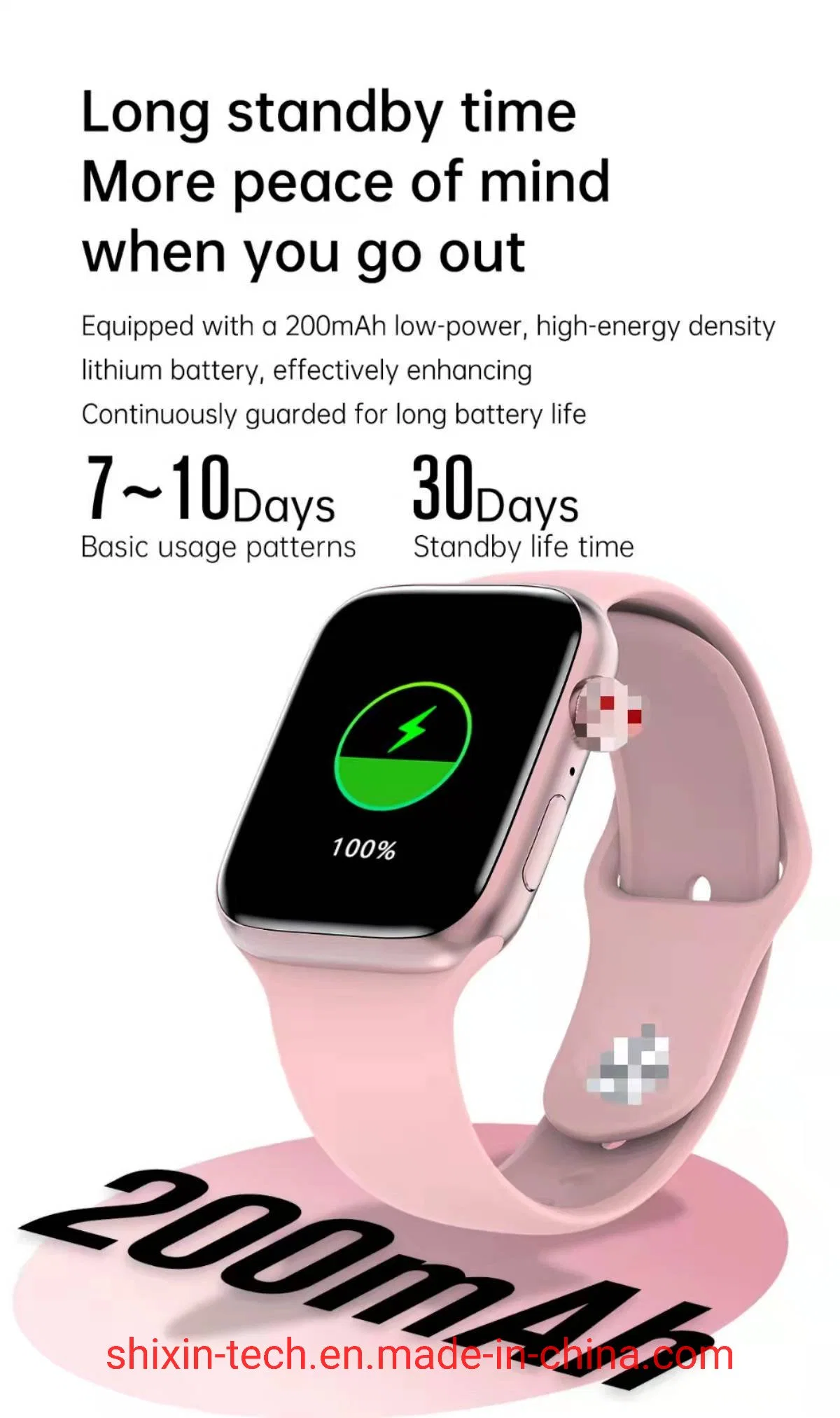 Fabricado na China novo Smart Watch HS6621 à prova de água de 1.75 polegadas Ecrã de toque