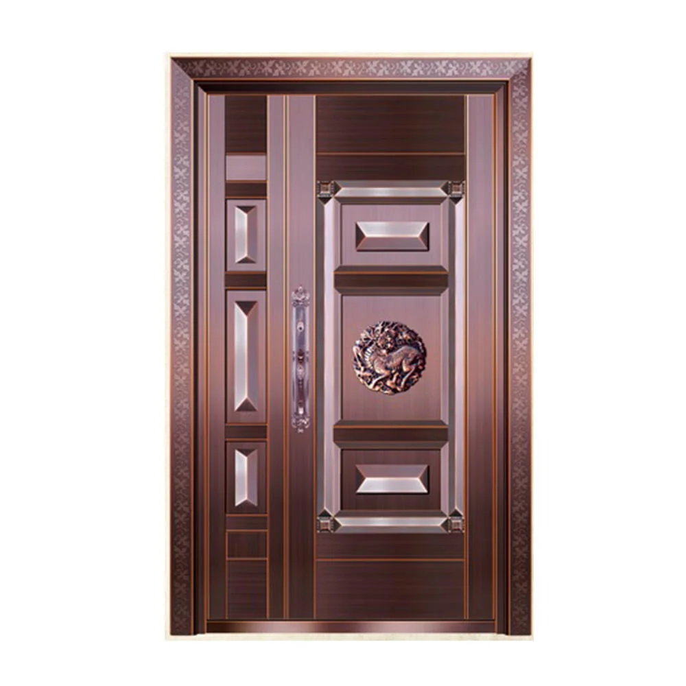 Luxury Imitation Copper Door High quality/High cost performance  Steel Door Exquisite Caving Villas Double Door