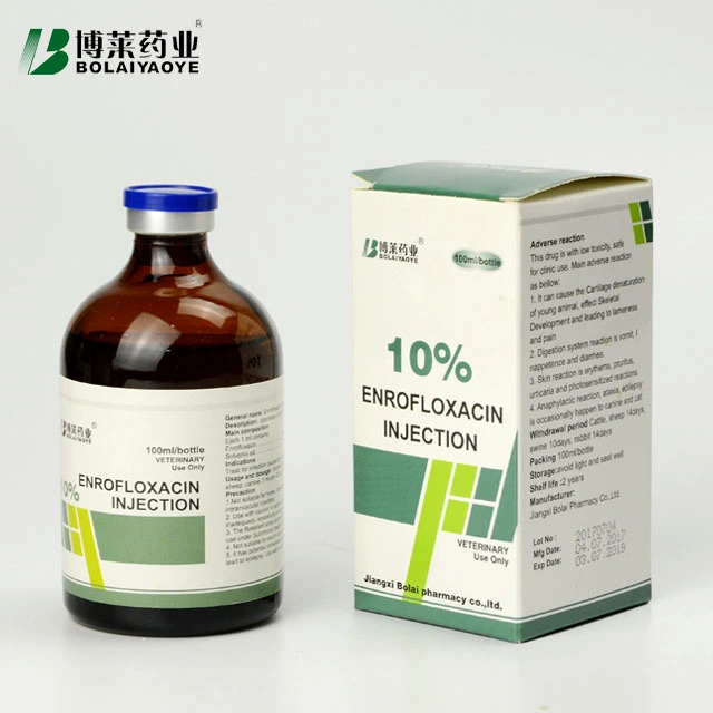 Quinolone Antibacterial Drugs 10% Enrofloxacin Injection 100ml Glass Bottle