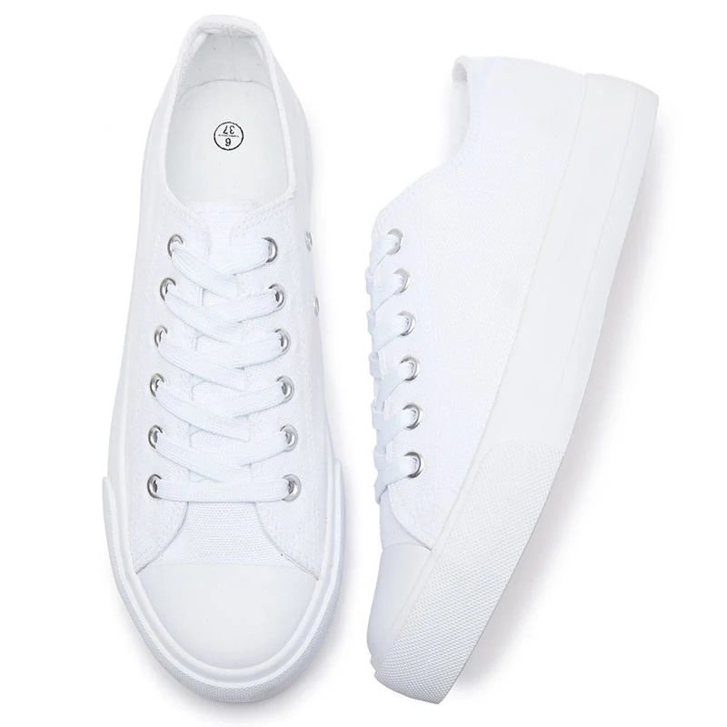 Wholesale Classic Custom Canvas Sports Shoes All White Shoes Unisex Sneaker Shoes