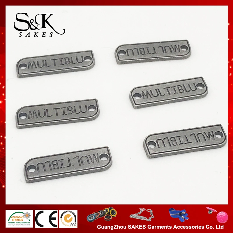 Customized Black Nickle Zinc Alloy Quality Label, 2 Hole Alloy Badge