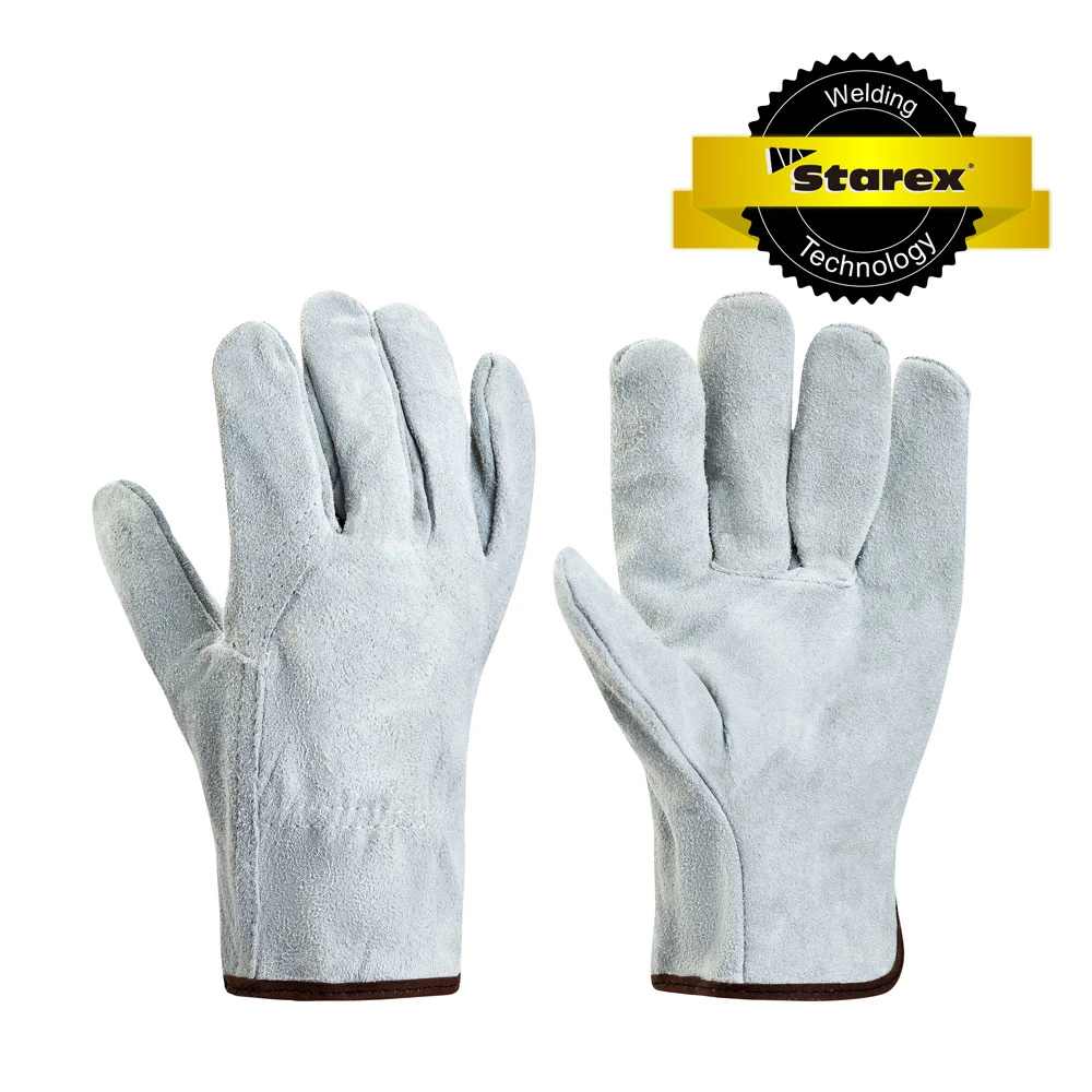 Black Double Palm Anti Abrasion Welding Gloves Working Rigger Gloves Cow Leather Gloves Work Labor Gloves