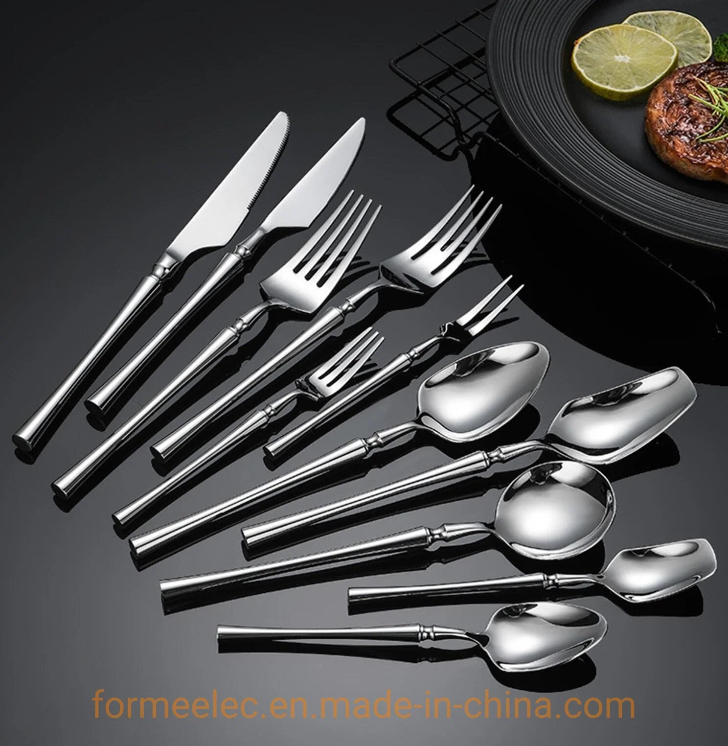 304 Stainless Steel Small Pretty Waist Cutlery Dinner Spoon Dinner Fork Steak Knife Dinner Knife