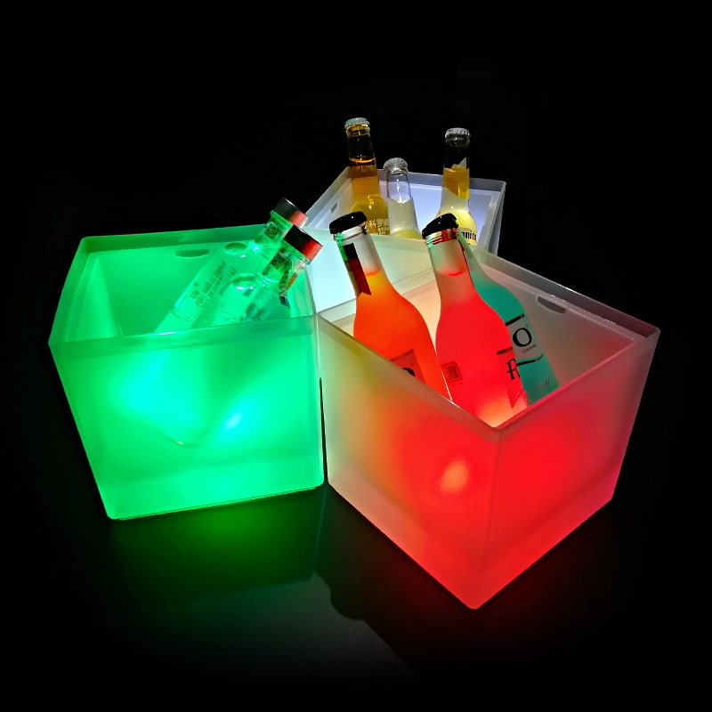 LED made plástico Cubo de Hielo Champagne con luz LED