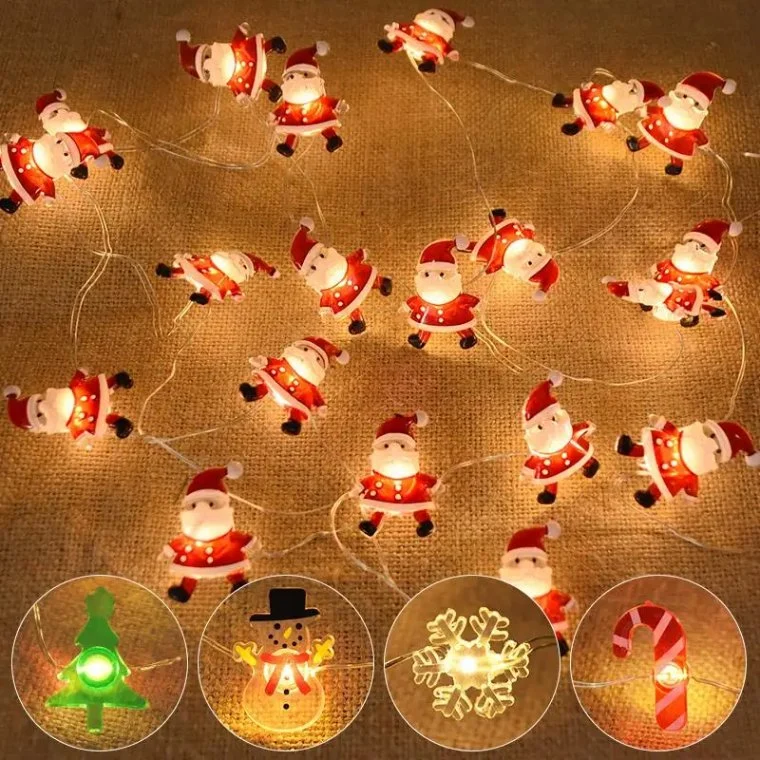 Plastic Christmas Claus Tree Light String Decoration for Holiday Festival