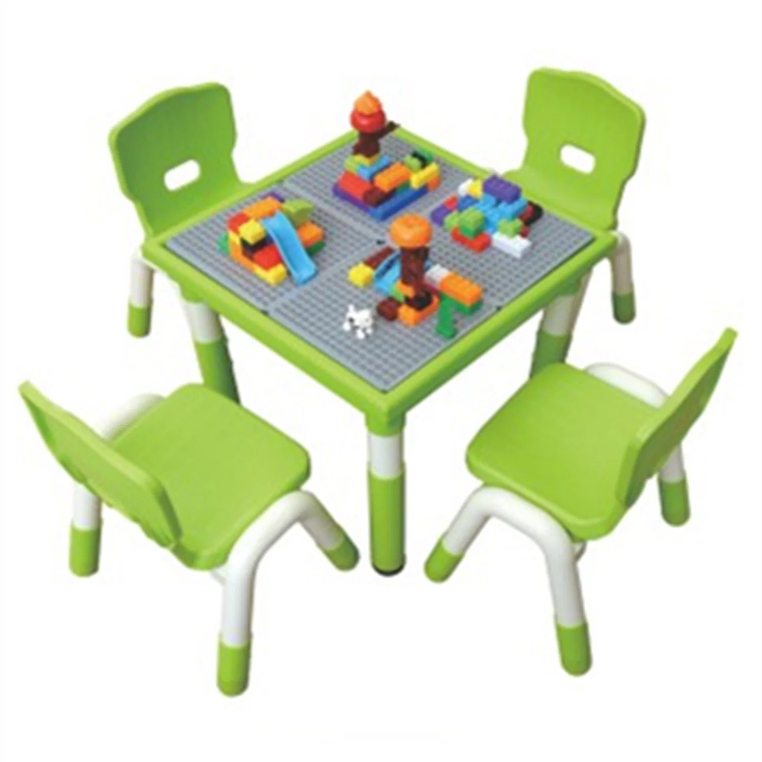 Kindergarten Kids Tables and Chairs Children's Plastic Building Blocks Yellow