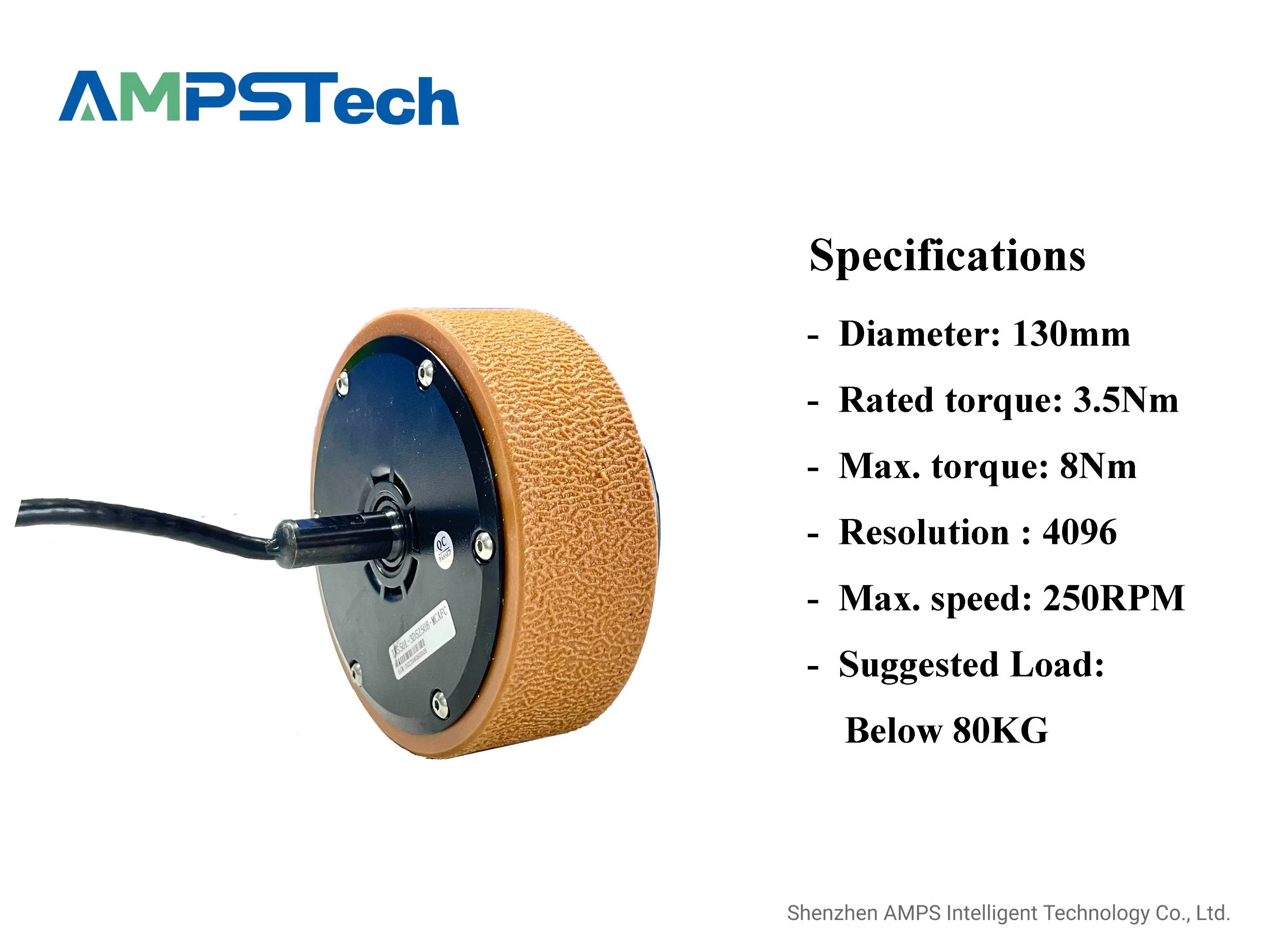 130mm Diameter 3.5-8nm Anti-Slip Electric Wheel Motor Hub Motorfor Agv, Robot.