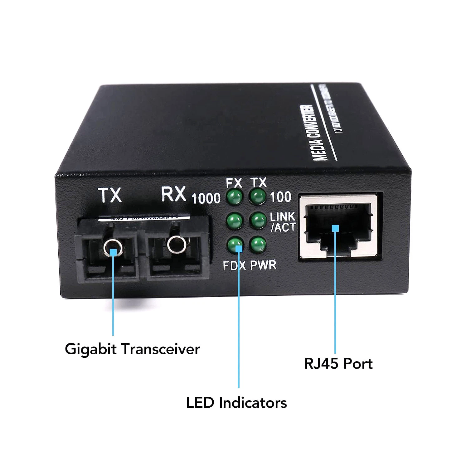 Le Mode simple Fibre SC double convertisseur de média Fast Ethernet Gigabit mini 1x 10/100/1000BASE-T RJ45 pour 1000BASE-Sc logement transceiver convertisseur jusqu'à 30km 1310-NM