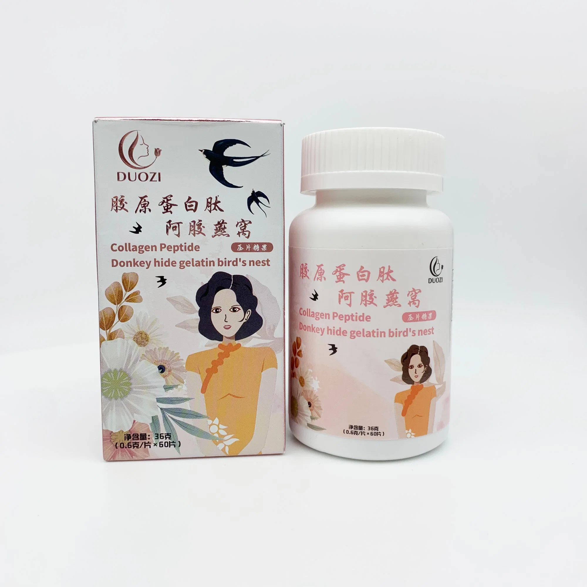 Healthcare Food Supply Customized Collagen Peptide Donkey Hide Gelatin Bird's Nest 60 Tablet