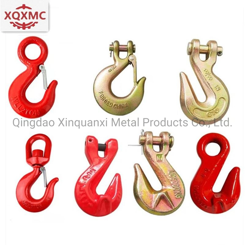 Rigging Us Type Steel Drop Forged Heavy Chain Hoist Lifting Crane Swivel Hook with Safety Latch