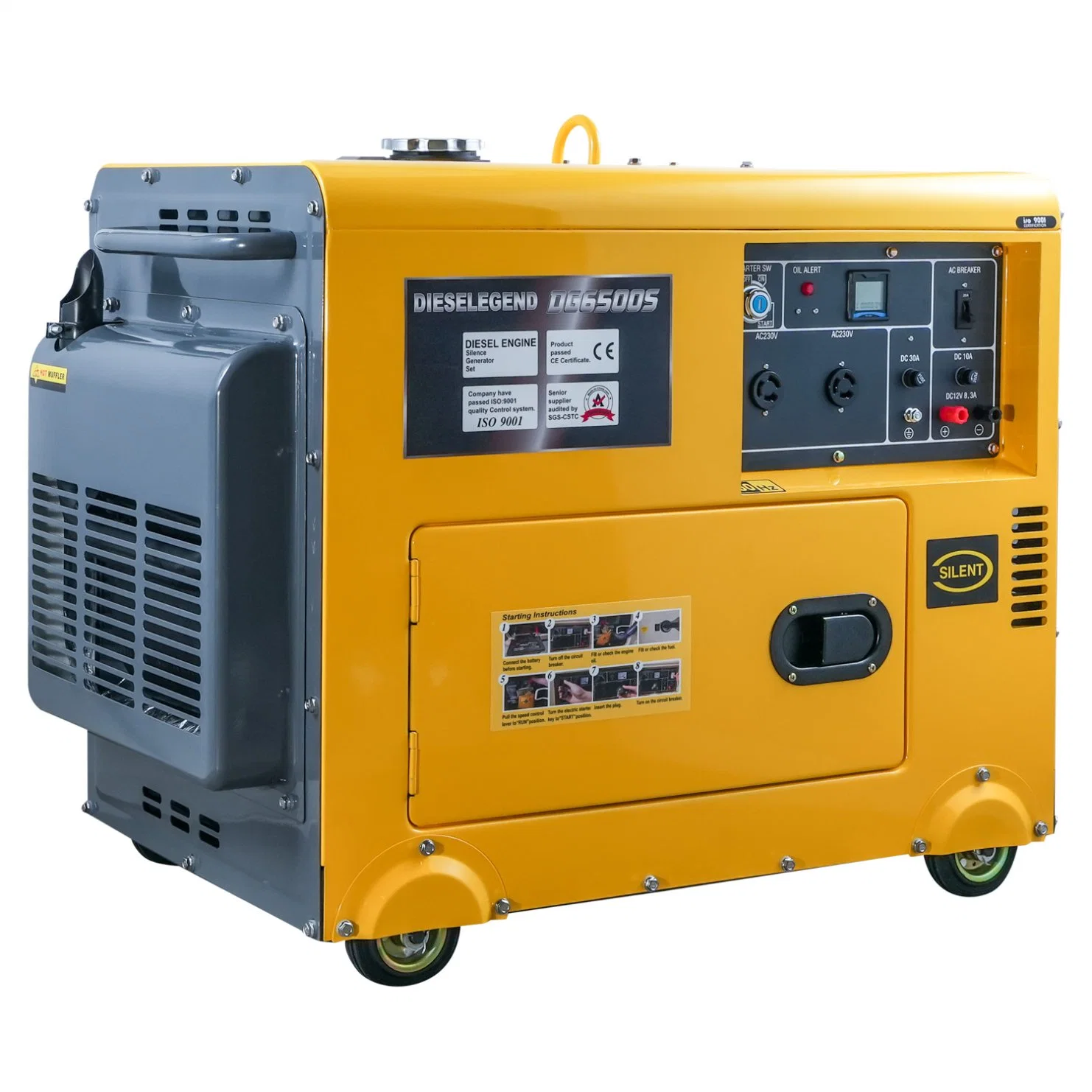 Portable Mini Super Silent Single Phase 6 Kw 6kVA 8 kVA 4500 Watt 5000 Watt 1 Cylinder 186f 5kw Diesel Generator Genset