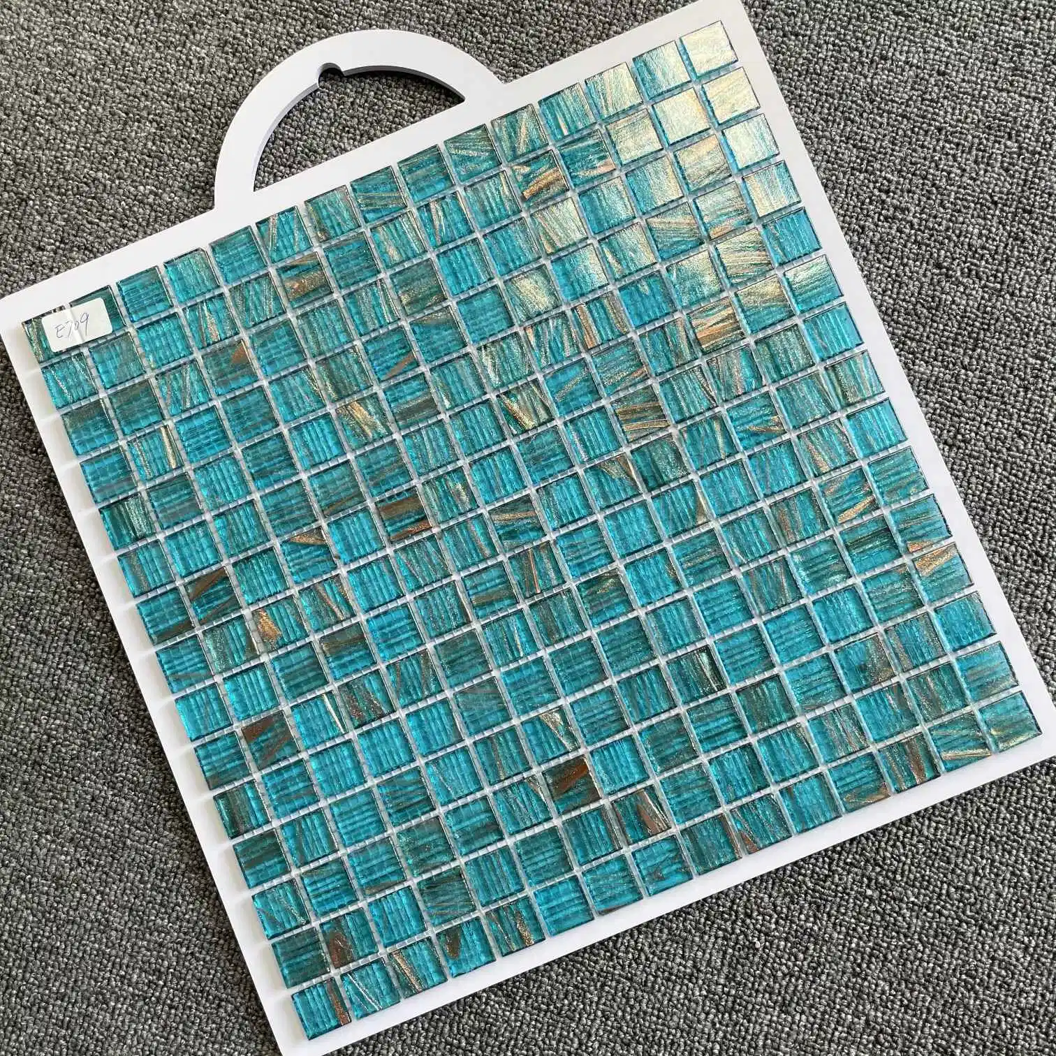 Foshan Decorative Building Material Blue Swimming Pool Glossy Crystal Glass Mosaic Flooring Wall Tiles