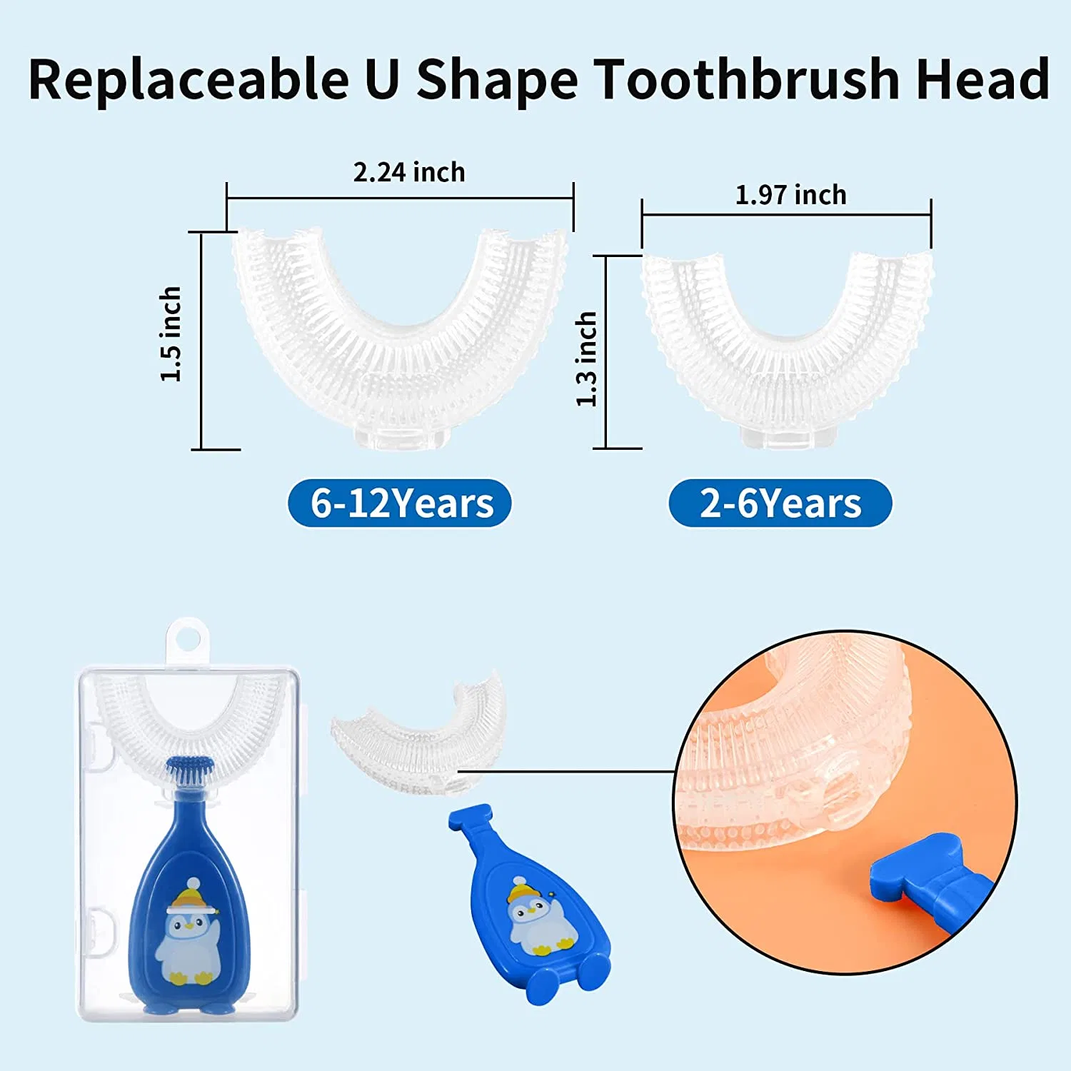 U-Shaped BPA Free Silicone Baby Training Dental Care Kid Toothbrush