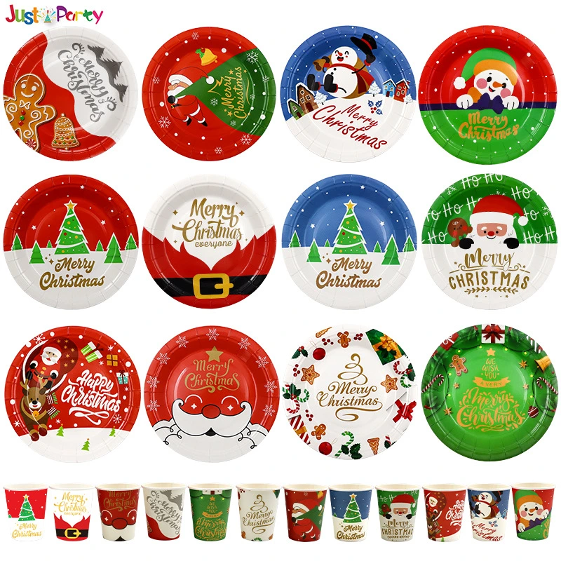 Papier jetable festif de Noël imprimé 7 " 9" pouces Coutellerie de fête