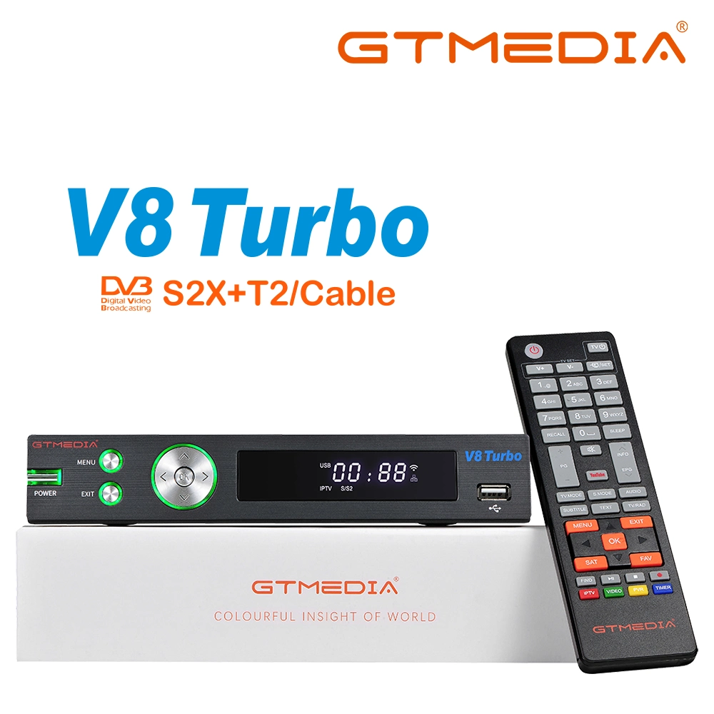 Gtmedia V8 Turbo Satellite Receiver Cable DVB T2 Set Top (كابل جهاز استقبال القمر الصناعي دعم صندوق ألبرتيس تيفوسات بي بي سي ساتيبك