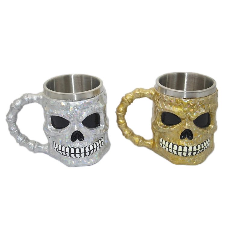 Acero inoxidable Retro Jarra de cerveza de resina de cráneo el cráneo Halloween taza decorativos