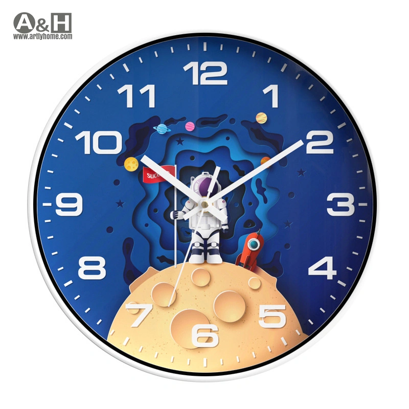 Horloge murale en plastique pour la maison, la chambre des enfants, le salon, avec une décoration de dessin animé.