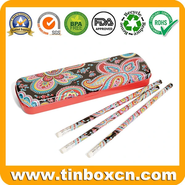 Empty Custom Metal Pencil Tin Box for Writing Case Gift Packaging