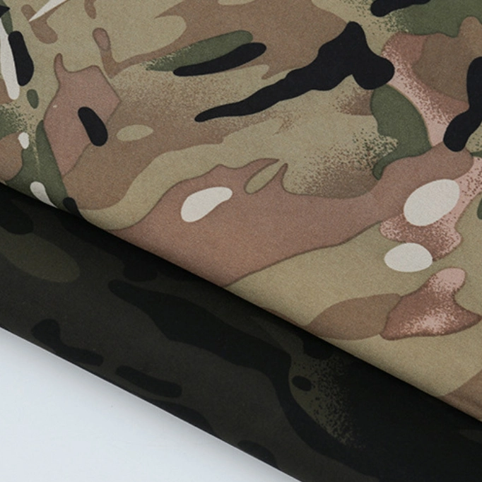 Waterproof Softshell Hunting Camo Fabric Camouflage Printed 4 Way Stretch Jersey Knitted Fabric Bonded Polar Fleece Fabric for Hunting Garment/ Compound Fabric