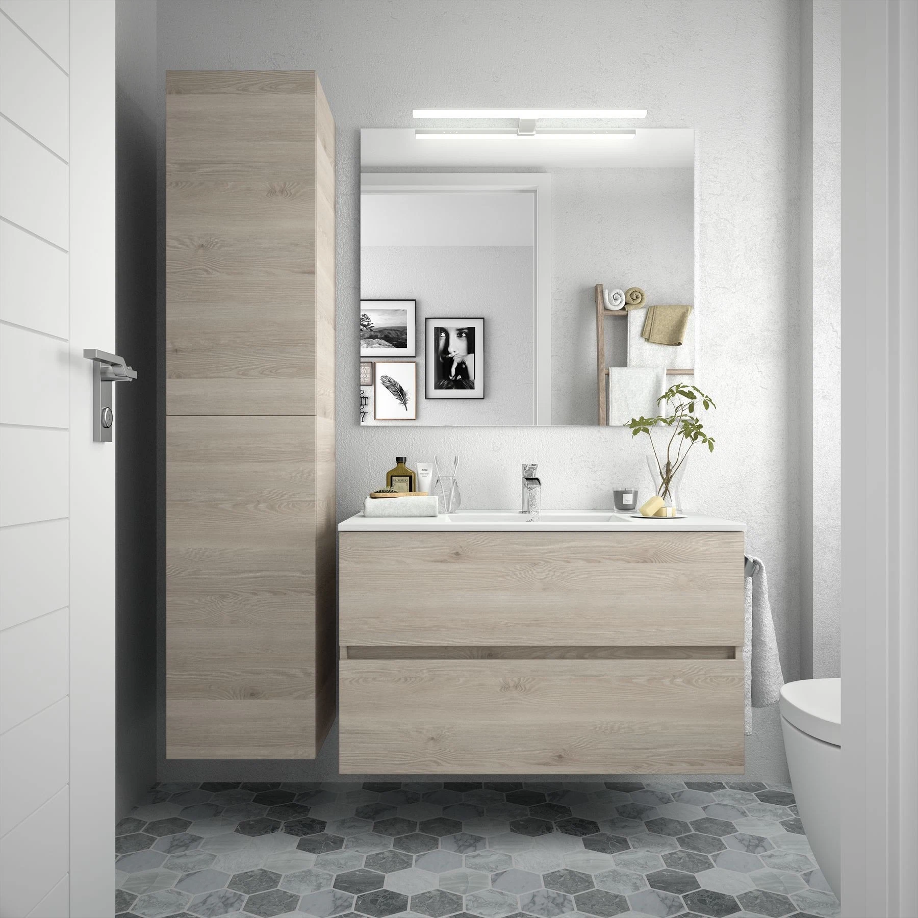 Kundenspezifisches Design Badezimmer Eitelkeit Gute Qualität Besseres Preis Holz Badezimmer Schränke mit Keramikbecken