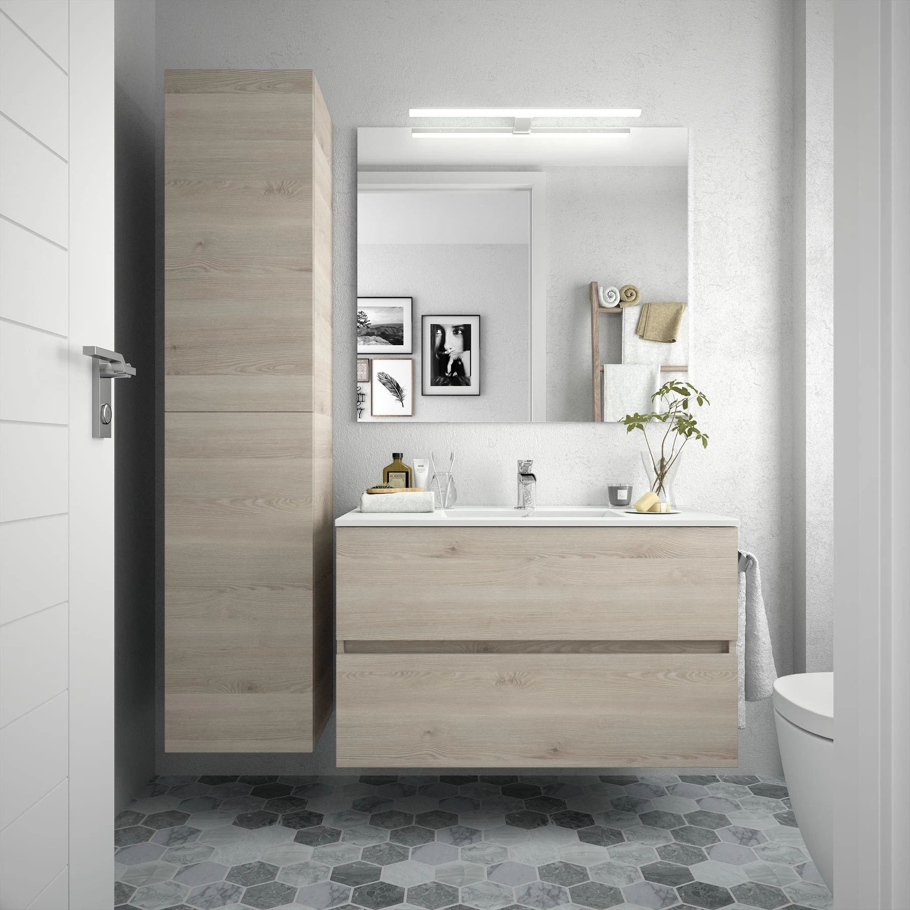 Customized Design Bathroom Vanity Good Quality Better Price Wood Bathroom Cabinets with Ceramic Basin