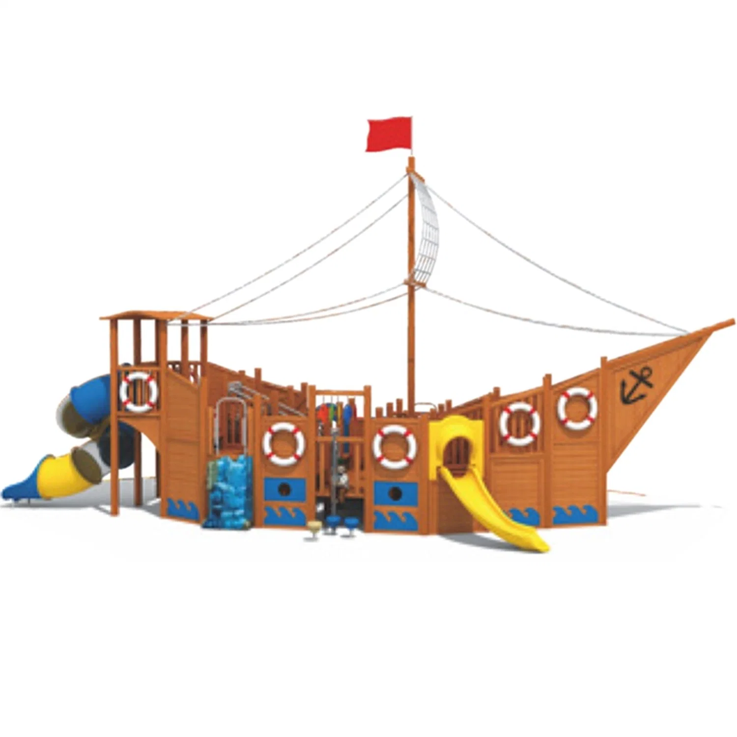 Kinder Gemeinschaft Park Outdoor Spielplatz Ausrüstung Holzpiraten Schiff QS13