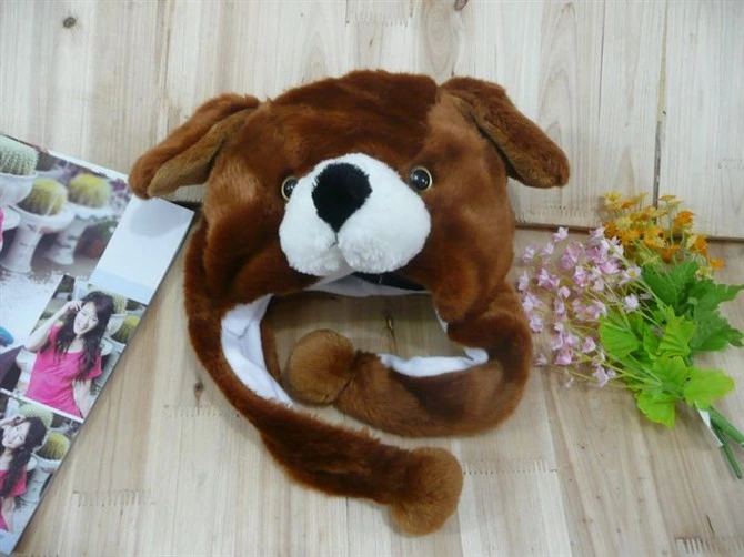 Commerce de gros chien chaud marron Cartoon Hat avec broderie 3D