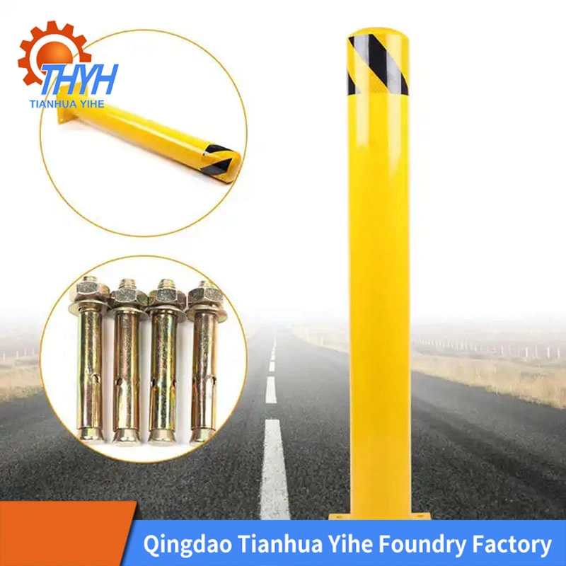 High quality/High cost performance Outdoor Black Columnar Roadblock Cast Iron Street Road Traffic Sign Safety Product Safety Bollard