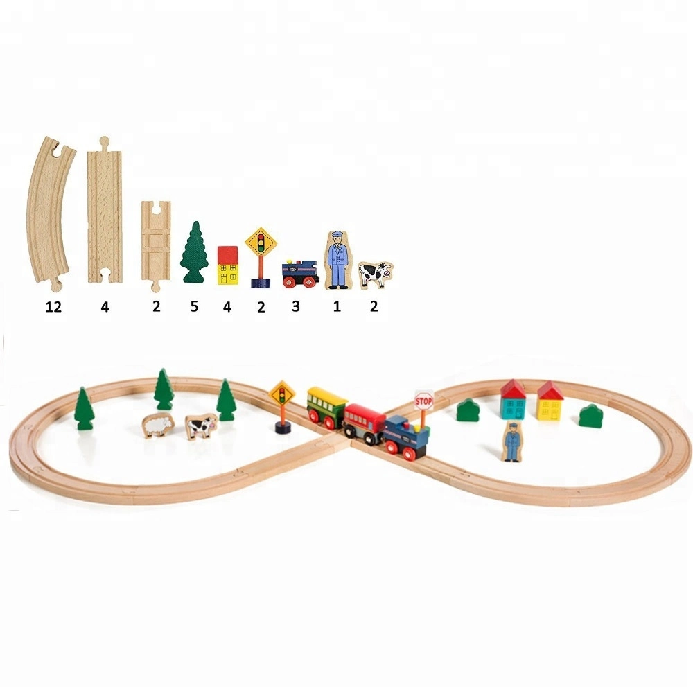 Indoor Educational Traffic Toy Wooden Train Set