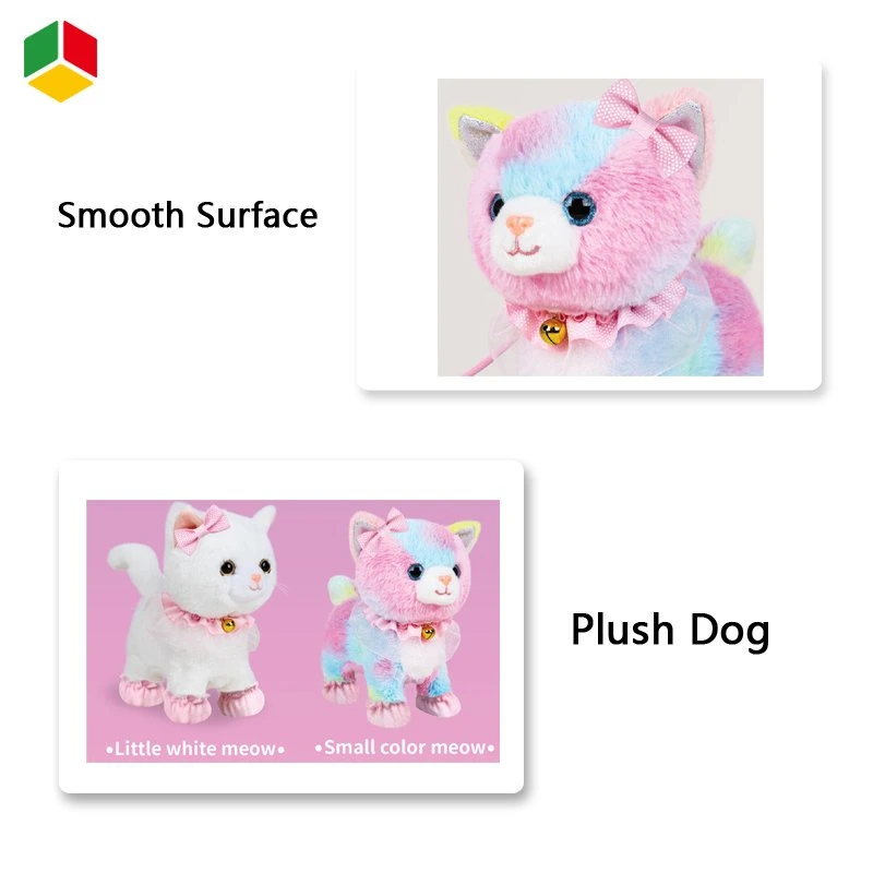 Qstoys Mignon Jouet Éducatif pour Enfants Bébé Chat en Peluche Cartoon Jouer à Faire Semblant Jouets de Chat Doux et Colorés avec Accessoires de Jeu en Plastique