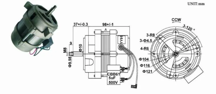 Factory Price Cooper Wire Electric Capacitor Fan Motor for Range Hood/Fan