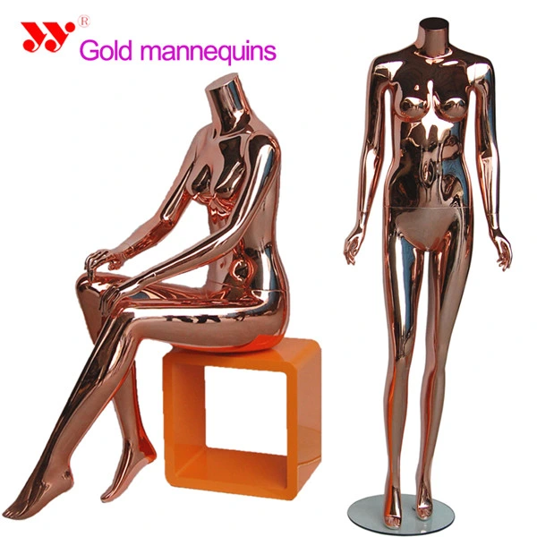 Rose Gold Glossy Headless Female Mannequin for Clothes Shop Display