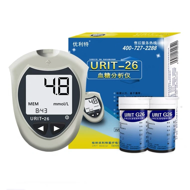 Buen Precio máquina libre Urit-26 Medidor de glucosa en sangre con Prueba Tiras para la diabetes