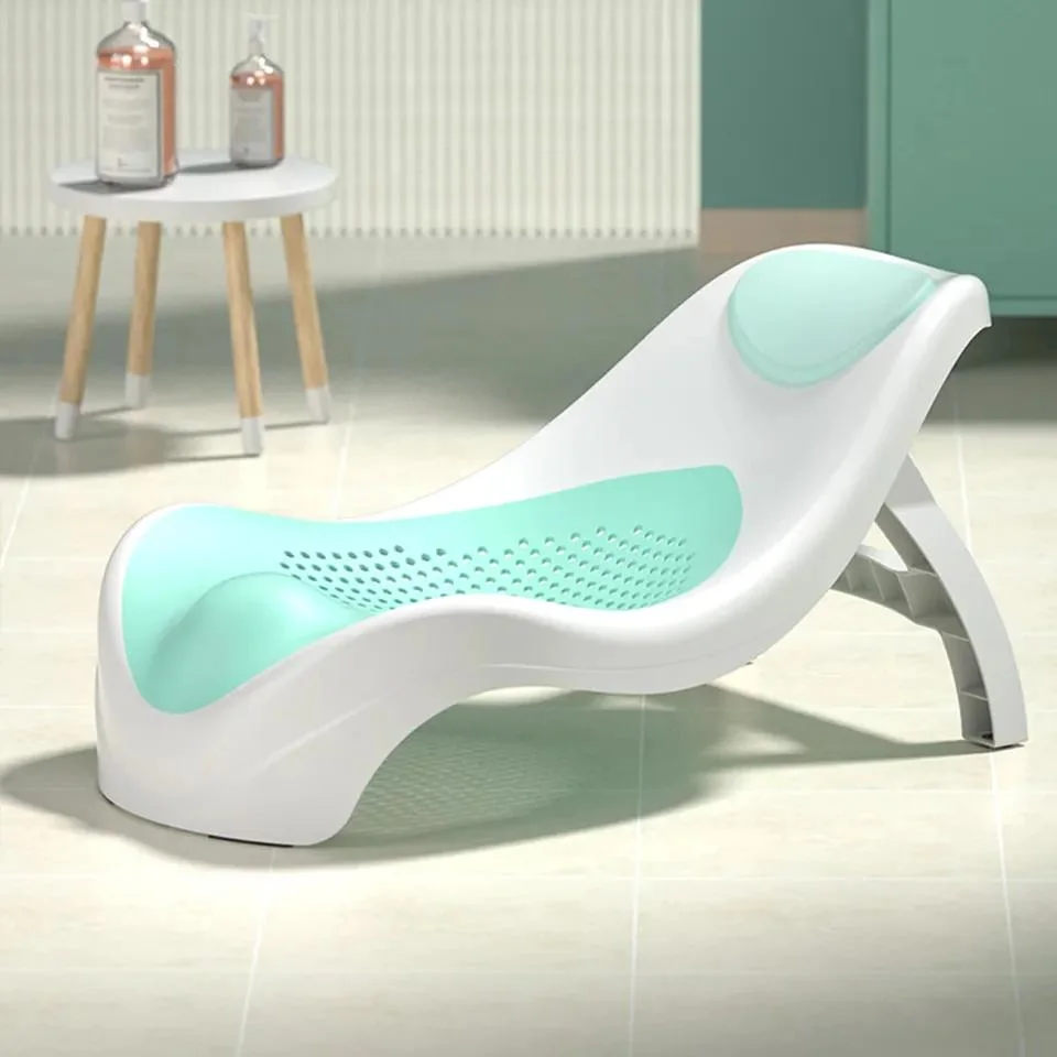 Chaise de douche de sécurité pliable en plastique respirant Nouveau-né bain doux au toucher Porte-baignoire pour bébé