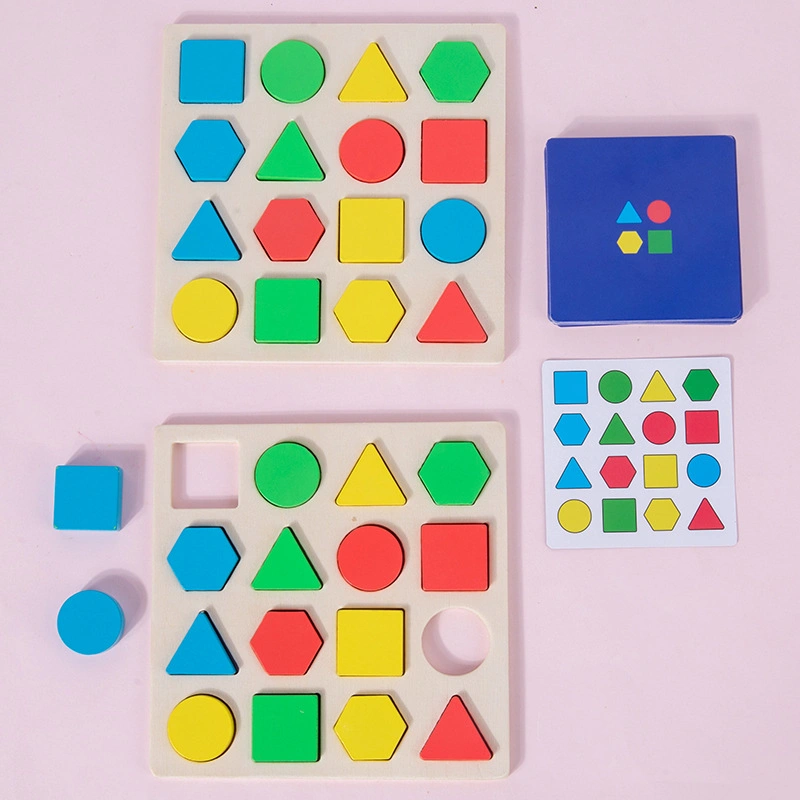 Children's Wooden Two-Player Building Blocks Game